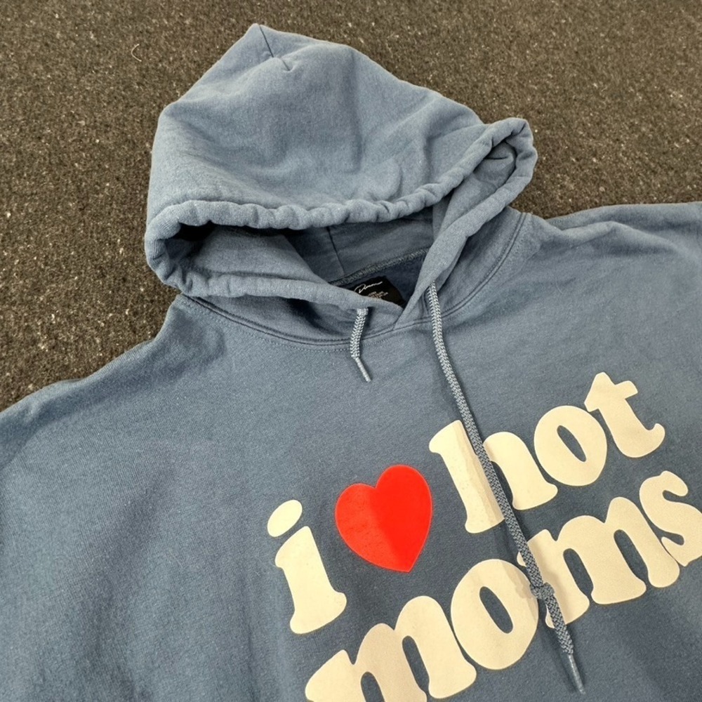 Danny Duncan Hoodie Sweater Mens Size XL Long Sleeve "I Love Hot Moms" Blue - Picture 2 of 7